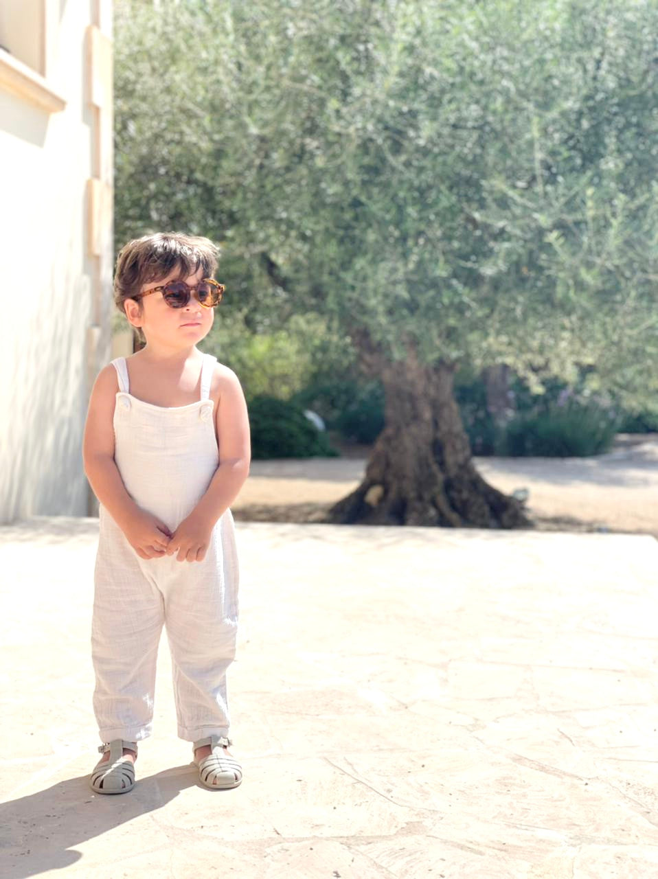 Beau Romper- Organic Cotton Muslin -Pure Sand