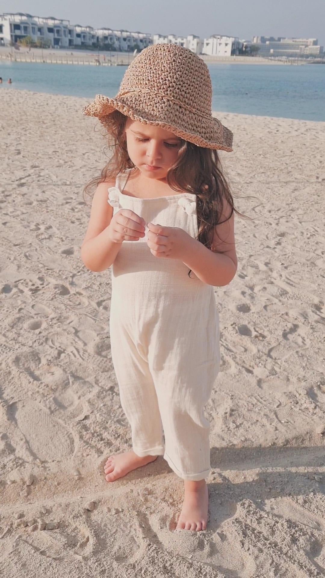 Beau Romper- Organic Cotton Muslin -Pure Sand