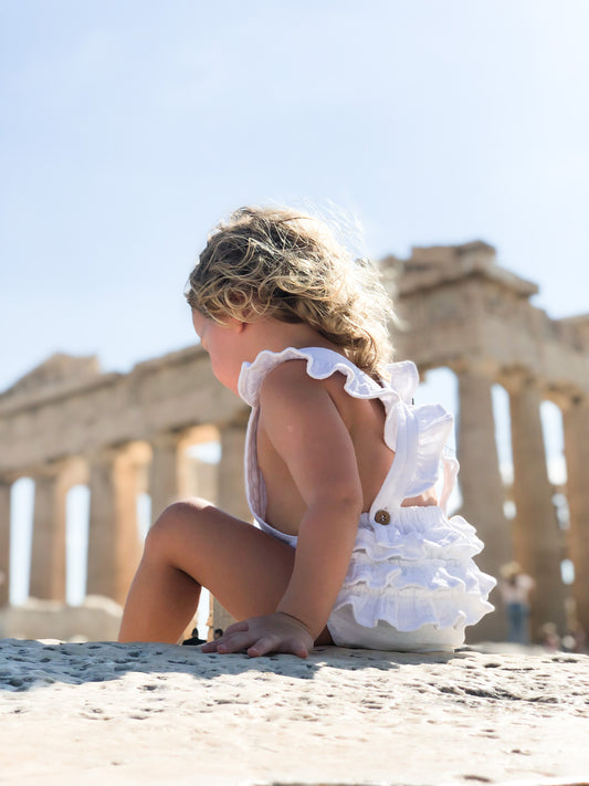 Athena Romper - Organic Cotton Muslin - Coconut White