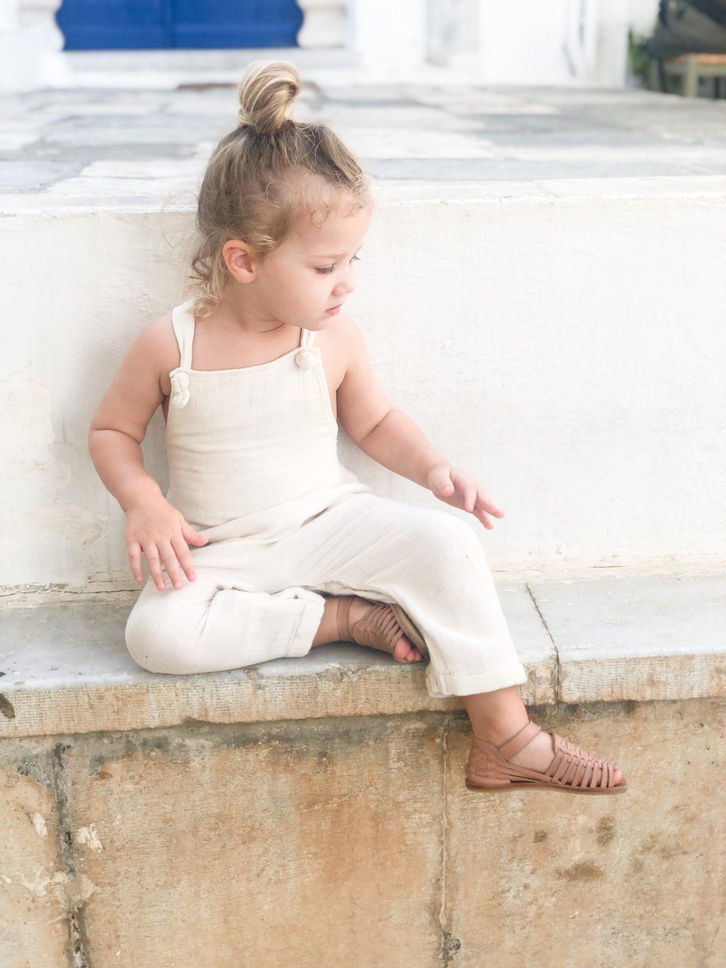 Beau Romper- Organic Cotton Muslin -Pure Sand