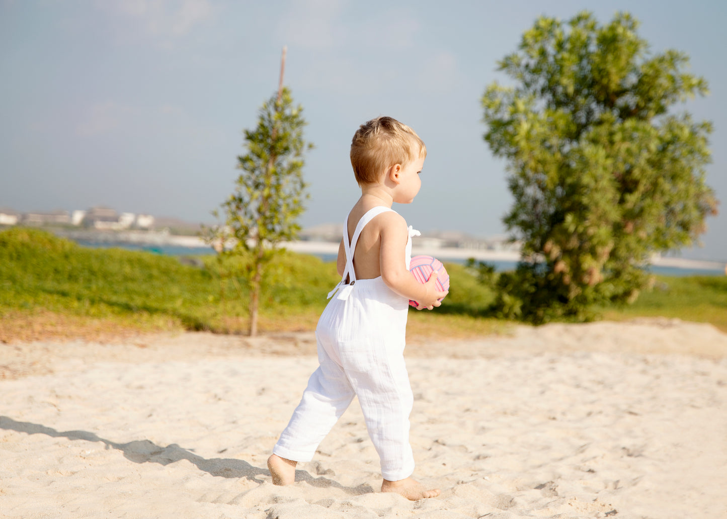 Beau Romper- Organic Cotton Muslin - Coconut White