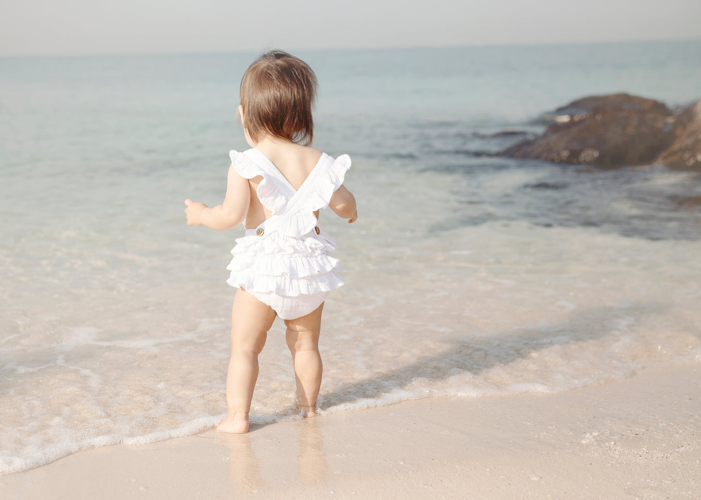 Athena Romper - Organic Cotton Muslin - Coconut White