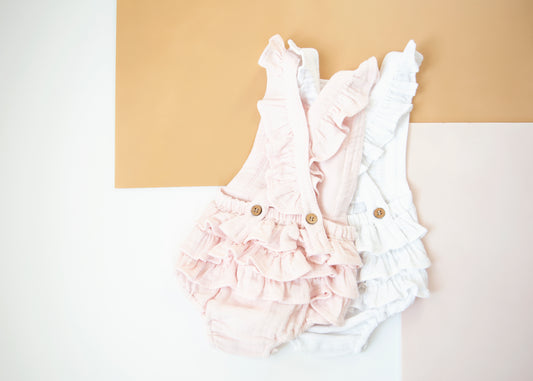Athena Romper - Organic Cotton Muslin - Pearly Pink